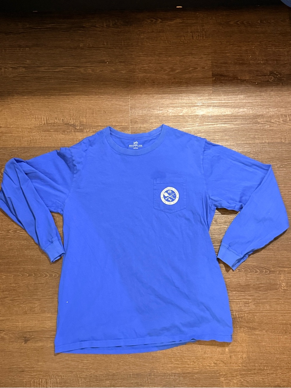 Southern Tide Royal Blue Long-Sleeve Pocket Tee